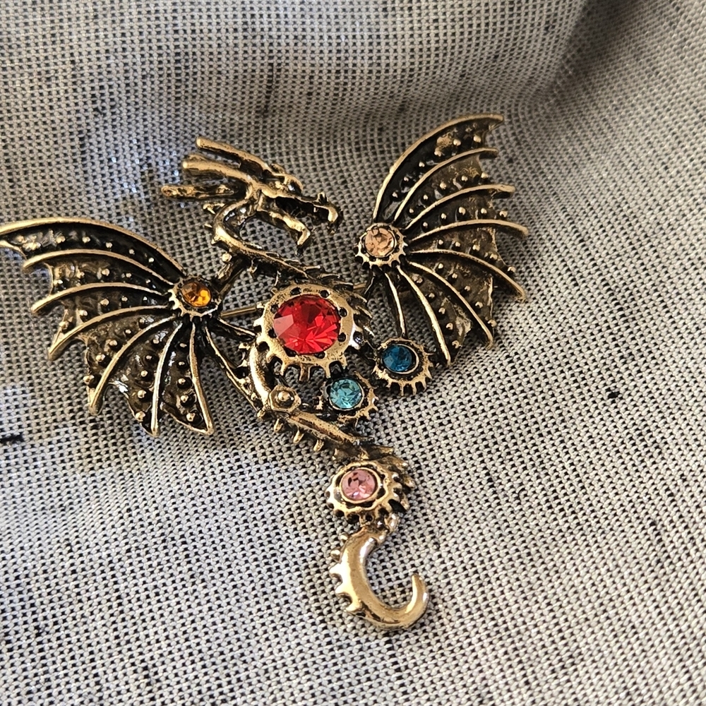 SteamPunk Victorian Blast Furnace Behemoth Dragon Pendant Necklace NEW